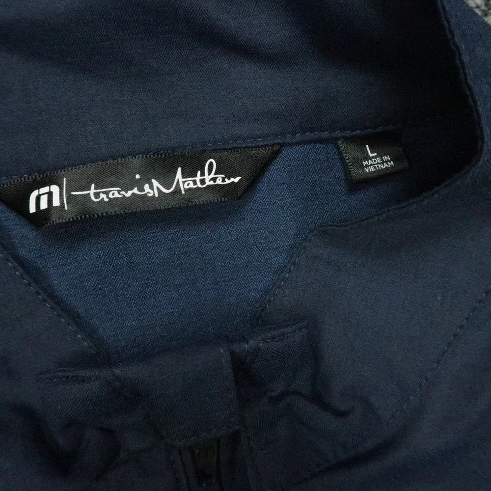 Travis Mathew Jacket‎ Mens Large Navy Blue Surfside Full Zip Stretch Tribute